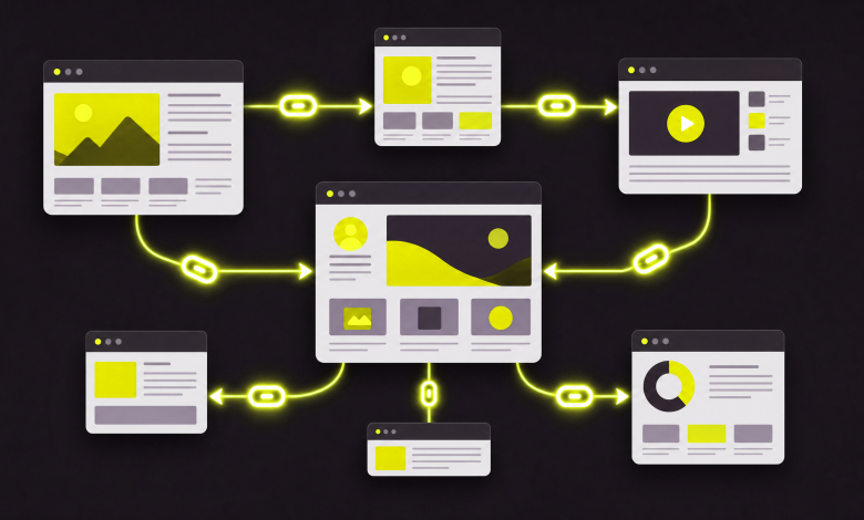 İç Linkleme (Internal Linking) Stratejisi: Eksiksiz Rehber 1 İç linkleme bağlantı ağı görseli